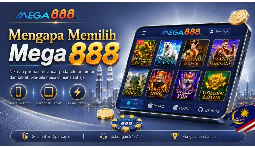 Mengapa Mega888? Banyak permainan, mudah digunakan, dan sesuai untuk pemain Malaysia. 